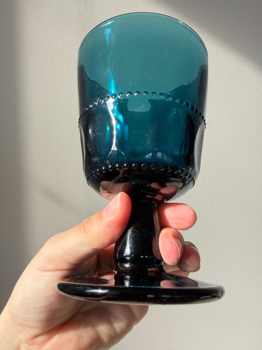 3/$30 🌟 Vintage King's Crown Blue Thumbprint Glass - Picture 2 of 6